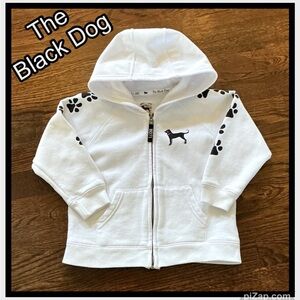 🐾The Black Dog🐾 White Kids Zip Hoodie w/ Black Paw Prints - Sz 2T